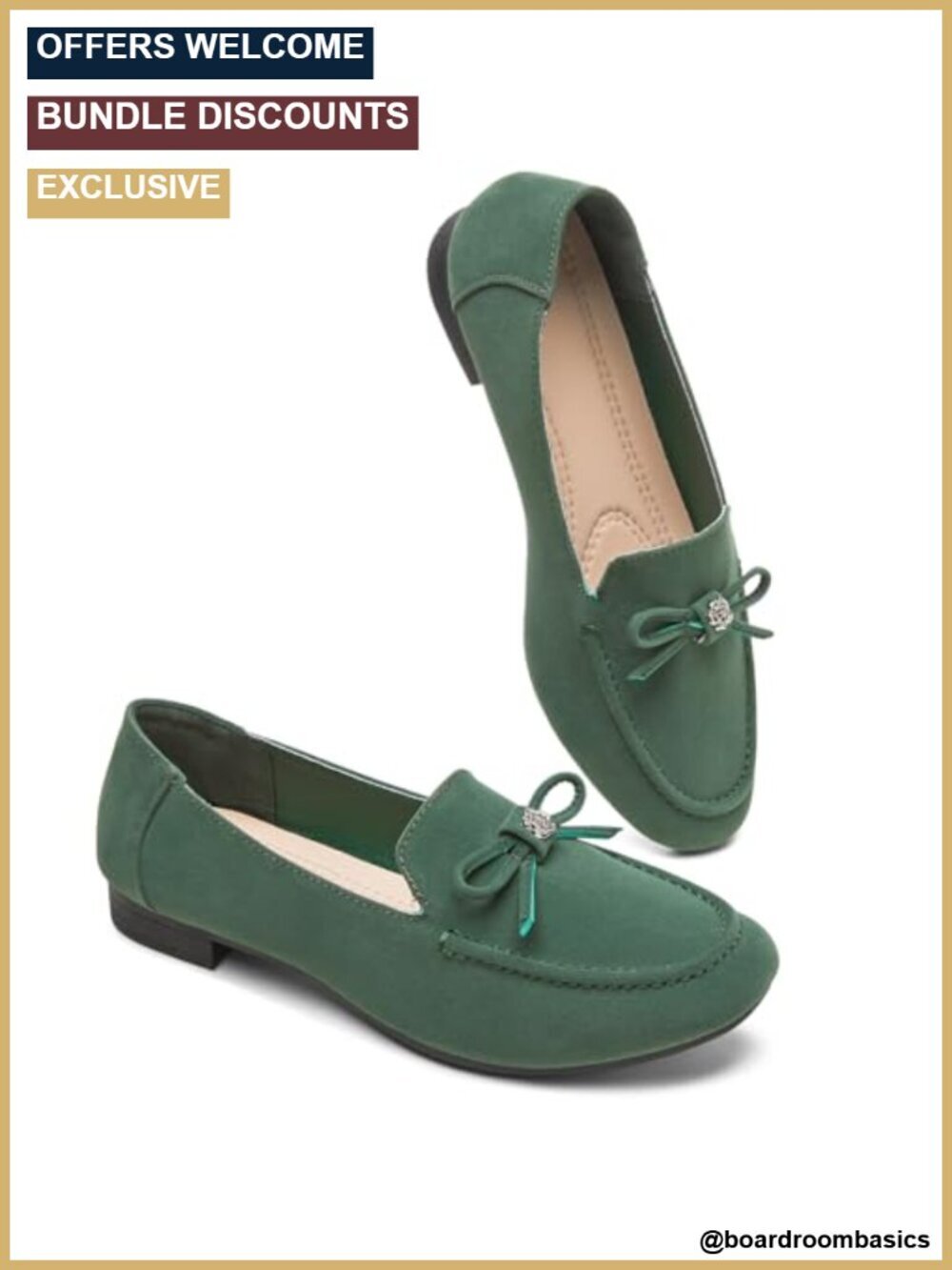 Womens Faux Suede Loafers with Bow Memory Foam Flat Slip On Shoes